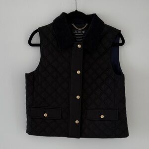 J. Crew Women's Black Quilted Vest with Gold Buttons